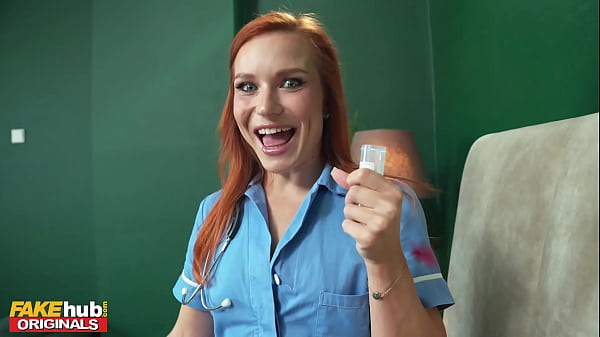 Image FAKEhub - Hot redhead nurse with perfect little pink shaved pussy has to collect a sperm sample