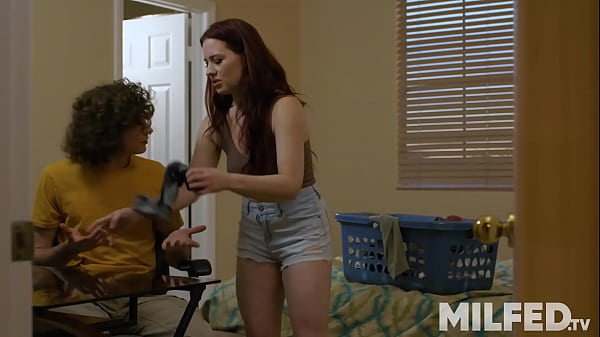 Image Very Hot Step Mom Can't Resist Touching his Step Son's Prominent Bulge Through his Pants...