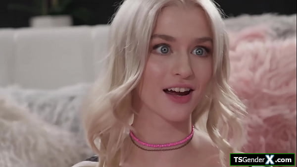 Image Teen Emma Rosie is analed by busty tgirl Jade Venus big cock