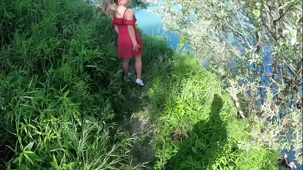 Image Petite girl screams for help she is lost in nature, I help her but she sucks cock well