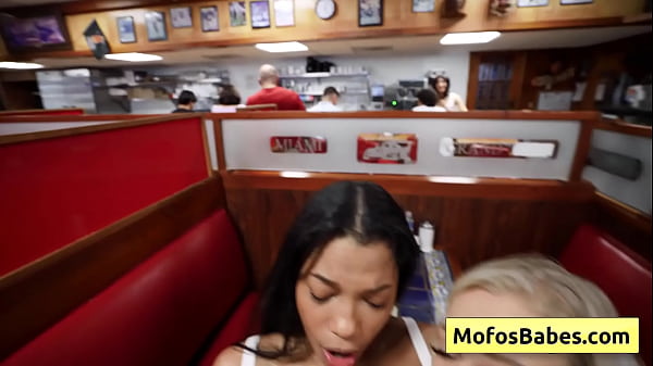 Image Two horny teen waitresses sucking BBC and fuck it good - Elana Bunnz, Eden West, Derek Savage