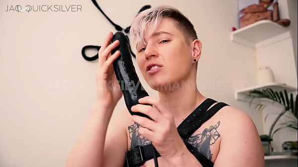 Image Trans boy stretches tight bussy with inflatable plug