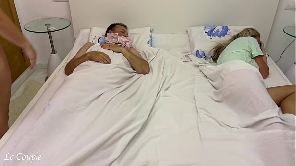 Image Wife woke up when she heard noises and saw that her husband is having sex with their girlfriend - real cuckquean wife