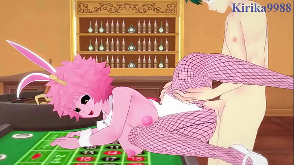 Image Mina Ashido and Momo Yaoyorozu and Izuku Midoriya Bunny Girl intense sex. - My Hero Academia Hentai