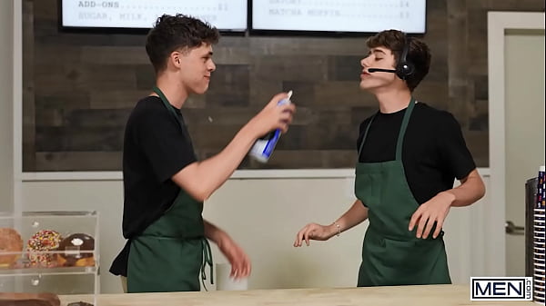 Image Slutty Barista Joey Mills Rides Brogan's Hard Dick Till He Cums And Takes A Hot Cream In His Mouth - MEN