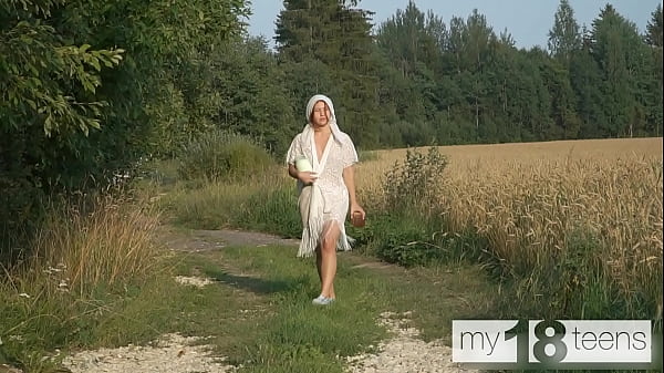 Image MY18TEENS - Cute girl went into the field for a walk and masturbate her pussy