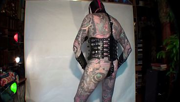 Image Tattooed Adult Performer Leeharper Pinnomen had a Warm-Up at Home, before the Kick-Off of the Evening's Male Strip Extravaganza !