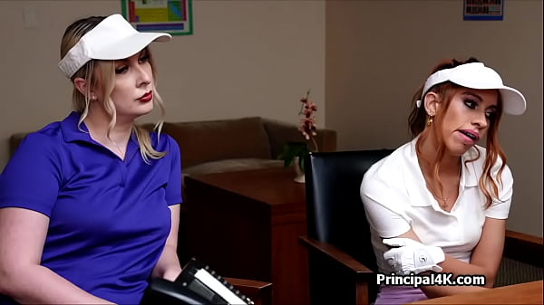 Image Sexy golf chicks riding principals dick at the office