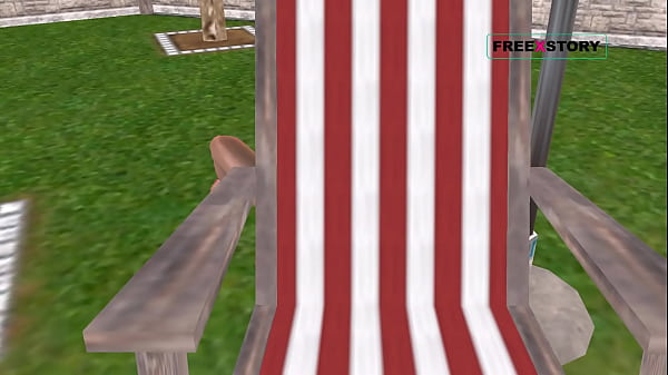 Image An animated 3D cartoon porn video - A cute Girl sitting near swimming pool and masturbating using banana.