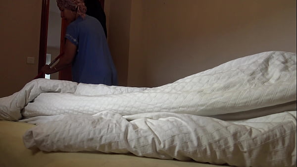 Image A Muslim maid is disturbed when a French guest shows his big black cock