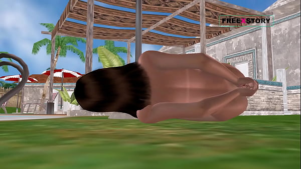 Image An animated 3D cartoon porn video of a cute girl laying on ground and masturbating using cucumber