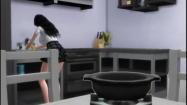 Image Padrastro se queda a solas con su hijastra coreana y se aprovecha de ella y termina follandola sobre la mesa - le mete la verga bien adentro en la cocina