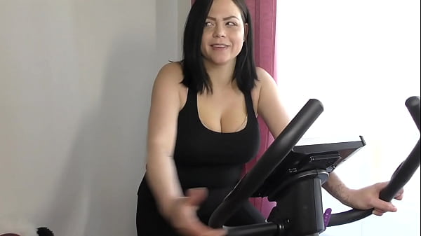 Image Exercise on Bicycle after Pregnancy Bouncing Boobs and Nipples Playing