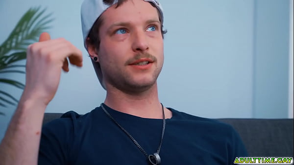 Image Leo Louis and Benjamin Blue both loosening up together that they jerk of side by side ending up fucking over the couch