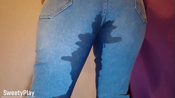 Image Jeans and pantie wetting with piss play