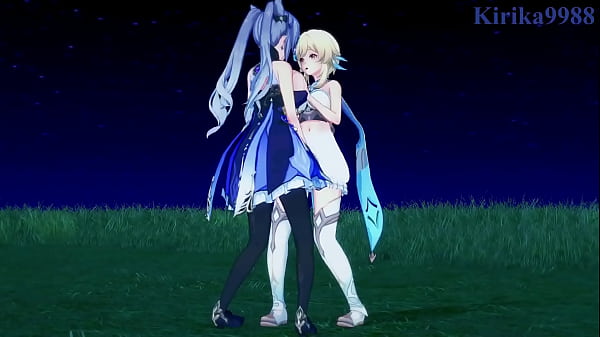 Image Lumine and Keqing and Mona intense lesbian play and intense futanari sex. - Genshin Impact Hentai