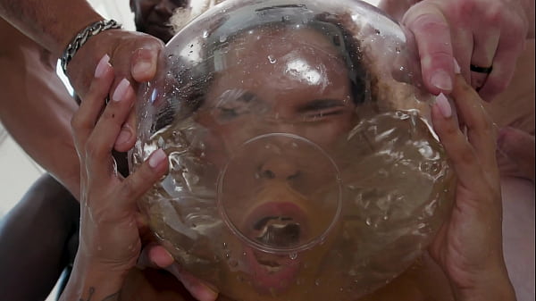 Image Slutty Brazilian Rebeca Villar getting oiled up and assfucked by 1, 2, 3, guys and then gangbanged by all 5 of them for her first Triple penetration , pee drinking