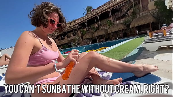 Image Oiled him up by the pool and invited him to his hotel room for sex - cum inside