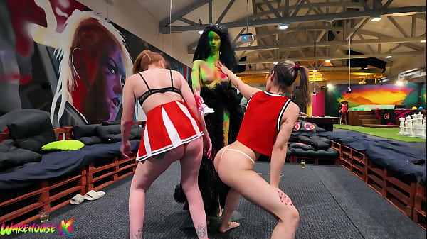 Image Cheerleading party turns into lesbian strapon session!