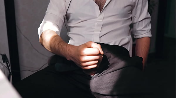 Image Sexy guy in a suit came after work and immediately decided to masturbate...