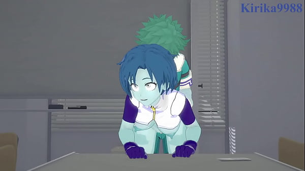 Image Toru Hagakure and Kaoruko Awata (Bubble Girl) and Izuku Midoriya intense sex. - My Hero Academia Hentai