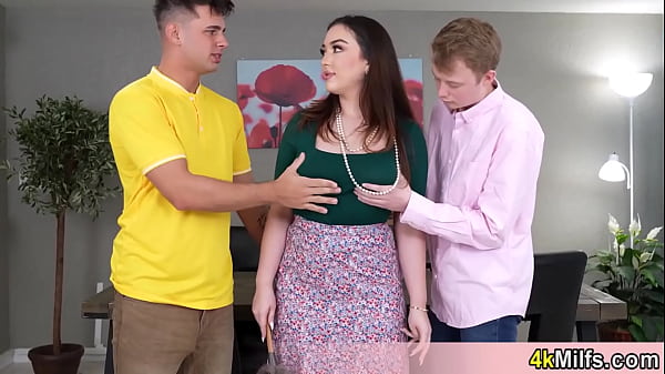 Image Chubby housewife Cassie never had two cocks at the same time before But today her dream came true