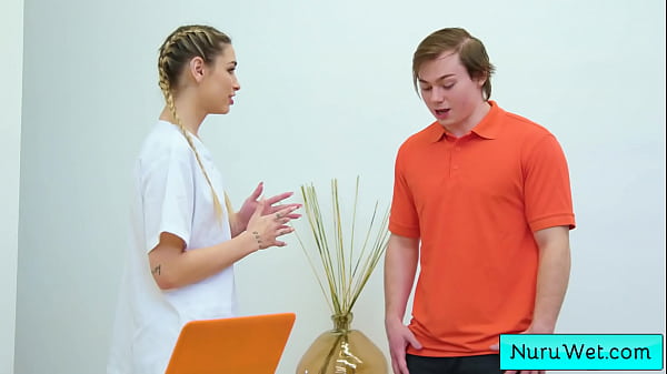 Image Sexy teen masseuse cover her naked body in nuru gel and rub herself against her client - Delilah Day, Anthony Pierce