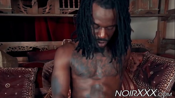 Image Tattooed black newcomer Fame strokes his monster cock