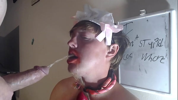 Image This stupid whore Sucks dog dildo , Gets pissed on and CUMED on like a piece of trash!