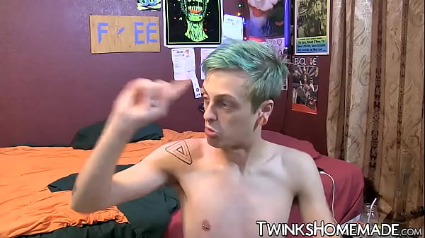 Image Young gay man Jason tugging his pecker and squirting spunk