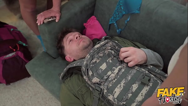 Image Fake Hostel two bored girls seduce a photojournalist tired from work but down for fucking