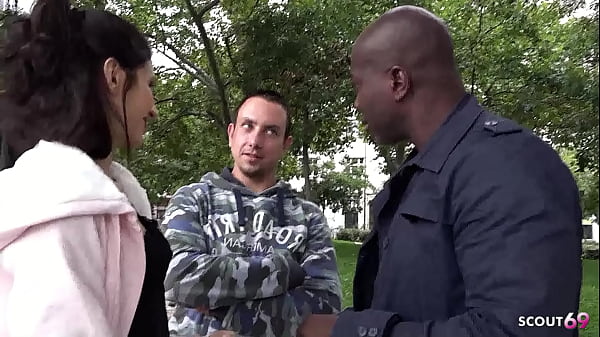 Image Skinny Girlfriend get Asshole Fucked by Big Black Cock while Cuckold Friend helps