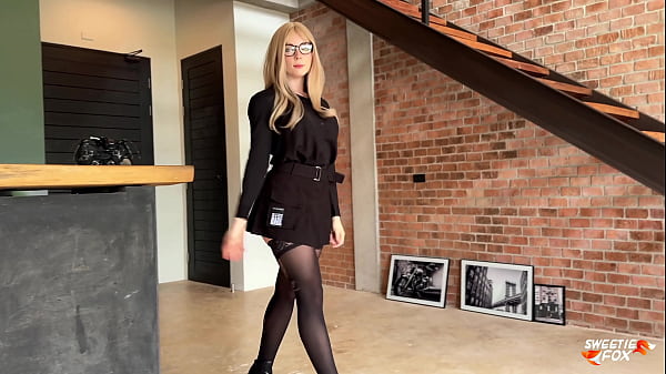Image Hot Blonde Facesitting and Rough Fucking till Cum on Glasses After Work POV