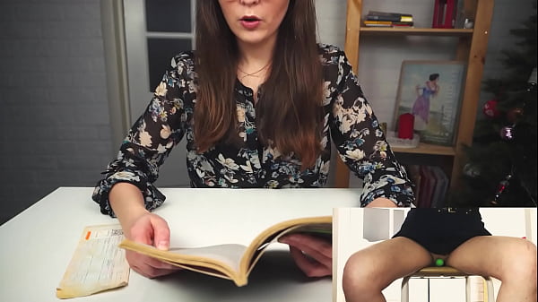 Image Literary orgasm from a beautiful student. Reads a book while sitting on a vibrator and tries to finish reading it...