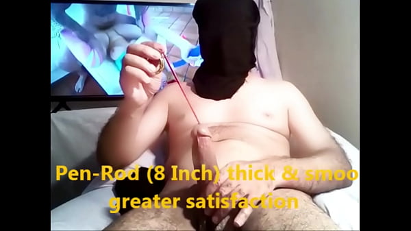 Image Watch Porn TV and insert pen rod for massive CUM Shot 2