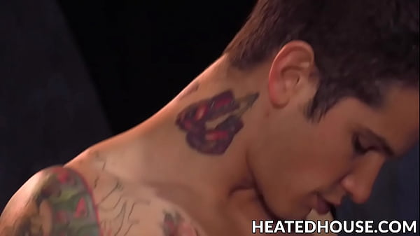 Image Tattooed ball lickers go down on each other passionately
