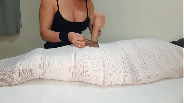 Image Part1 MUMMIFIED Handjob with interruption of cum for two minutes.