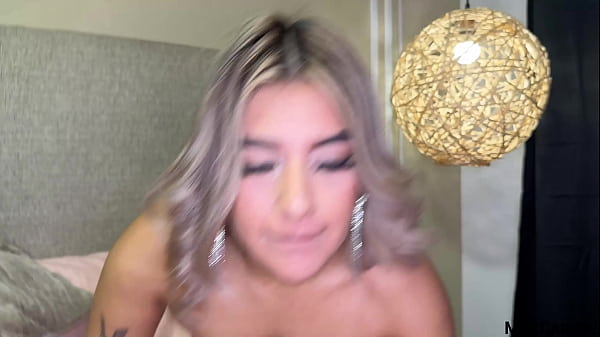 Image Blonde bimbo Naty Delgado chugs cock and balls