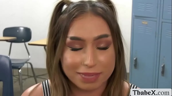 Image Teacher gets warm blowjob and analed TS cheerleader