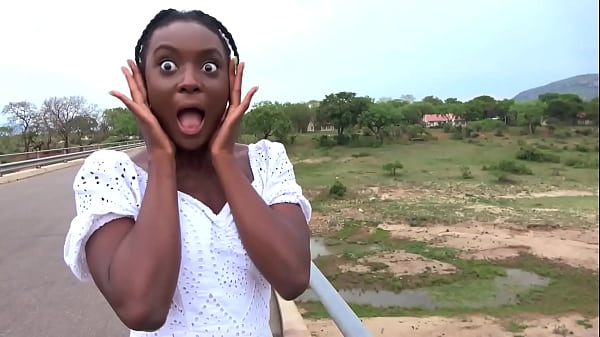 Image Ebony girlfriend sucking my big ivory cock at safari camper van