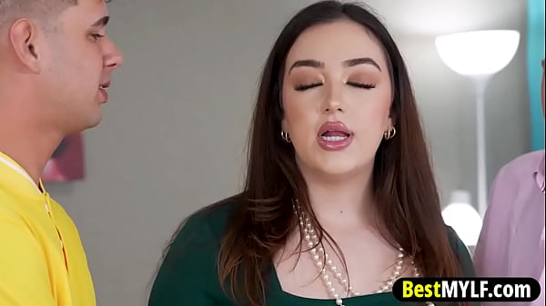 Image Sexy busty stepmom sucks and fucks her two stepsons to keep them happy before enlisting in the army.