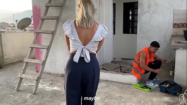 Image Builder fucks boss's blonde wife on outdoor deck - Ann Rides & Angel Cruz
