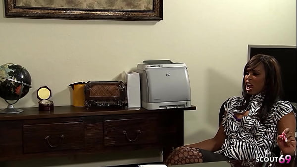 Image Black Ebony Female Boss seduce Big Dick Boy to Interracial Anal Fuck in Office