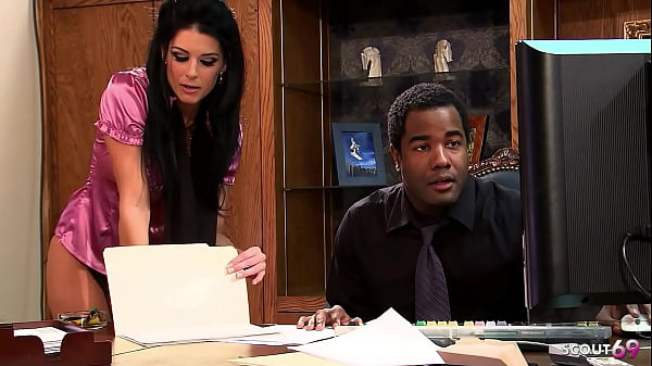 Image Skinny Secretary in Stockings seduce her Big Cock Black Boss to Interracial Anal Fuck