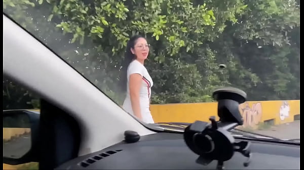 Image I stop a stranger on a public road, I'm looking for someone to fuck me on the road, and I get in his car, let the stranger masturbate me and then he takes me to the forest to fuck me. I'm a slut horny