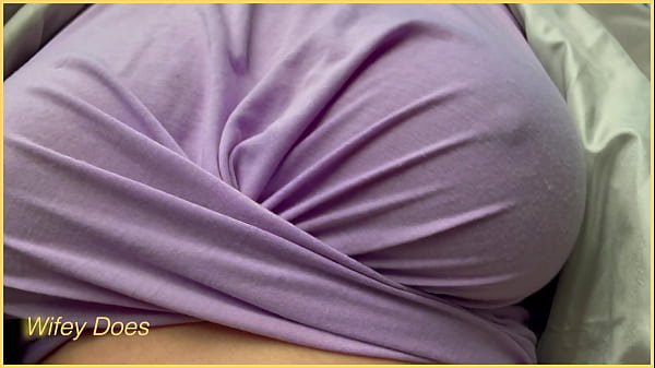 Image Wifey is braless in this tight pink shirt with her perfect tits flashed