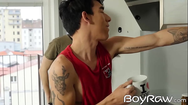 Image Teen ends up riding dick bare in kitchen after giving head