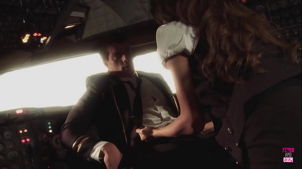 Image A lucky pilot gets a full sucking and fucking service from a brunette flight attendant