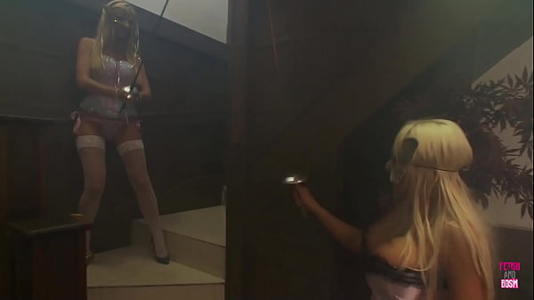 Image Two blonde sluts with huge fake tits got a good banging from a masked guy