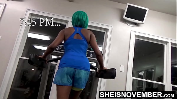 Image Small Ebony Goth Whore Sweaty Shaved Pussy Smashed Rough Doggystyle And POV Blowjob On Public Gymnasium Treadmill, Petite Babe Sheisnovember Standing Hardcore Fucking, Flashing Natural Tits, Brown Areolas, And Booty Walking Nude By Msnovember
